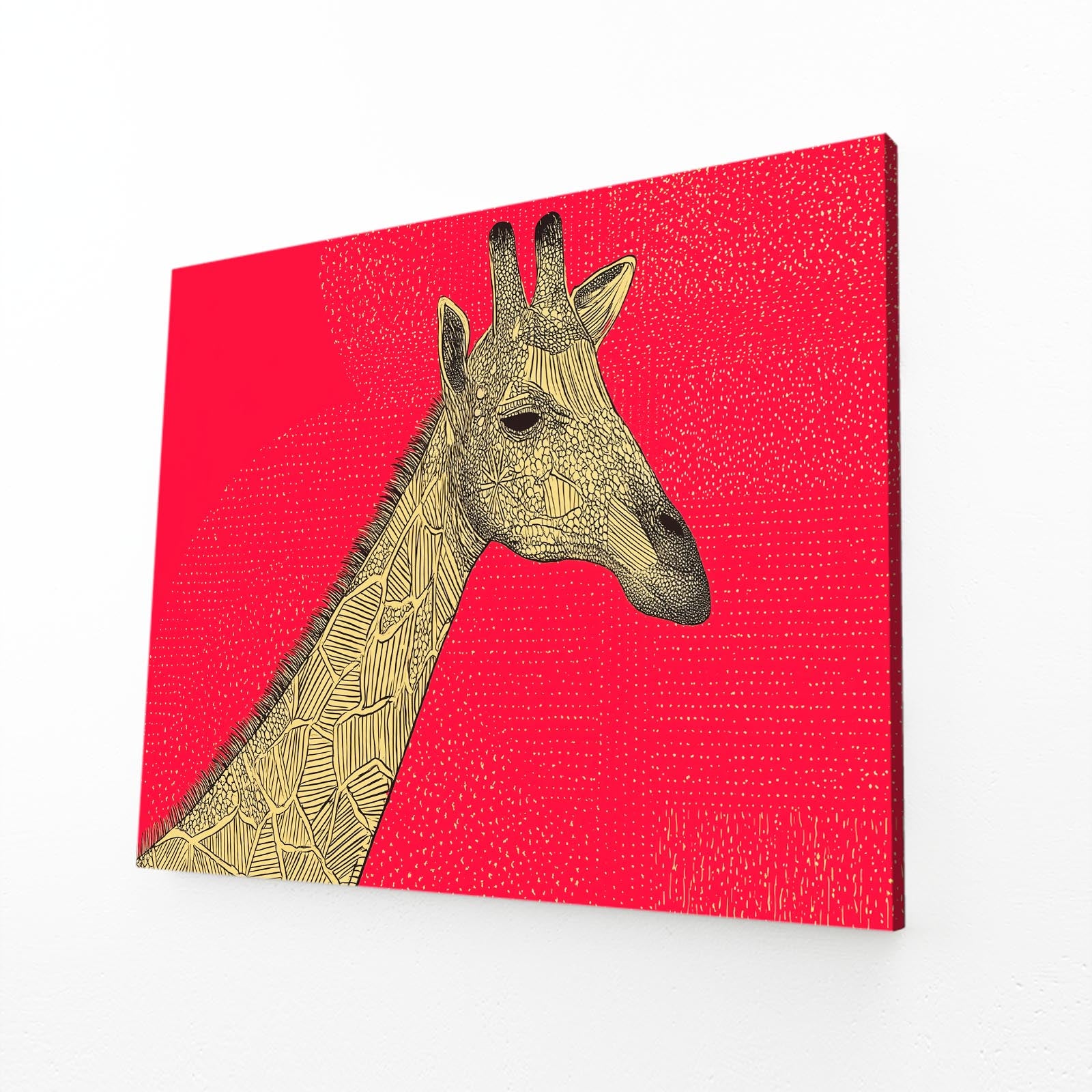 Giraffe illustration on a red background