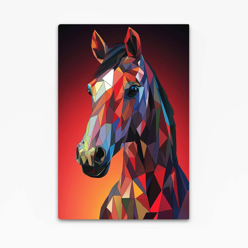 Red Head Horse Wall Art – angled canvas view on white background