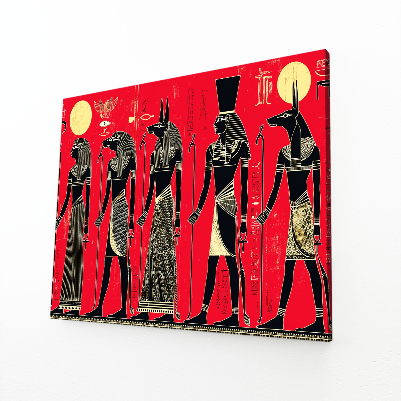 Red Silhouette Procession Egyptian Wall Art – red silhouette procession egyptian canvas print