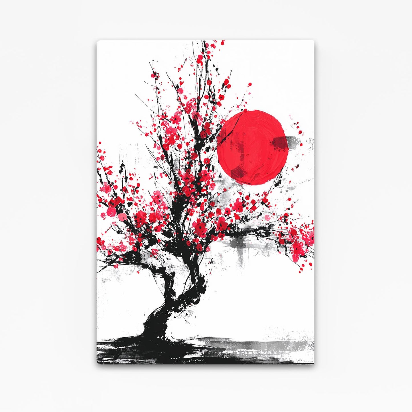 Red Sun Ink Tree Cherry Blossom Canvas Art – red sun ink tree cherry blossom canvas print