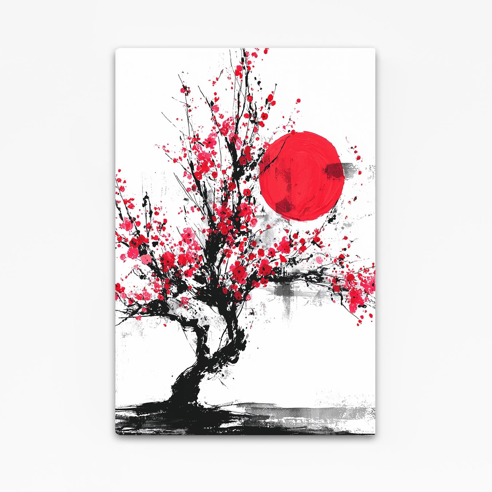 Red Sun Ink Tree Cherry Blossom Canvas Art – red sun ink tree cherry blossom canvas print