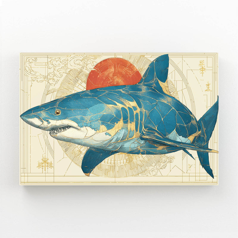 Red Sun Vintage Map Shark Canvas – red sun vintage map shark canvas print