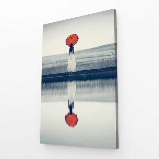 Red Umbrella Photography Canvas Prints – angled canvas view on white background