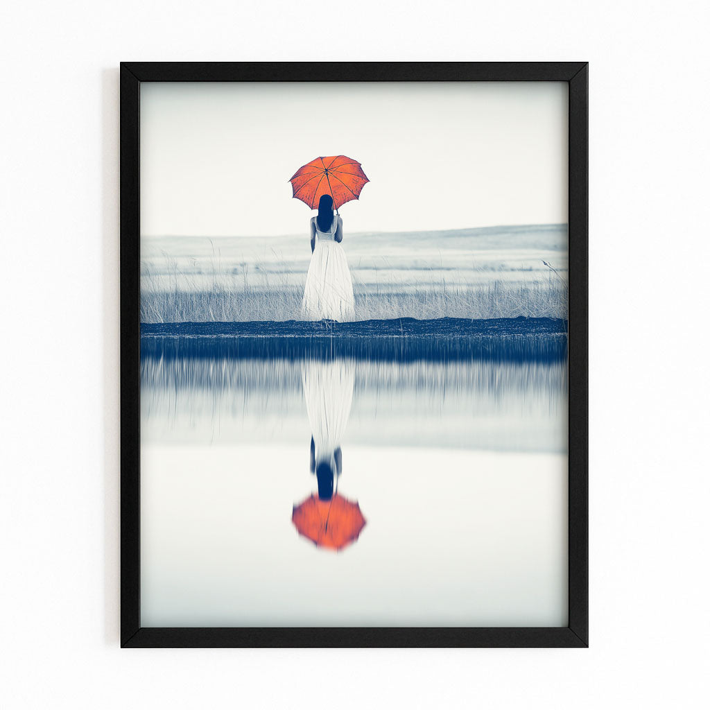 Red Umbrella Photography Canvas Prints – with Premium Black frame on white background