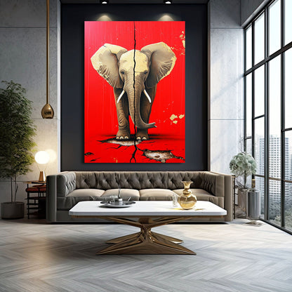 Red Wall art Elephant