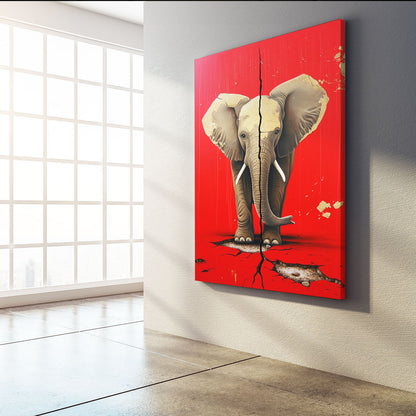 Red Wall art Elephant