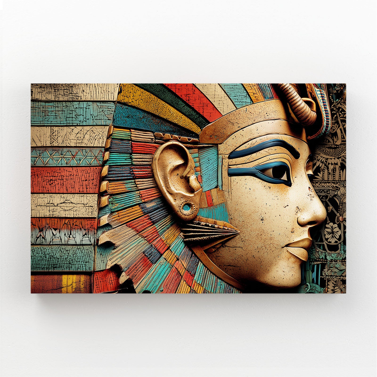 Regal Headdress Portrait Egyptian Wall Art – regal headdress portrait egyptian canvas print