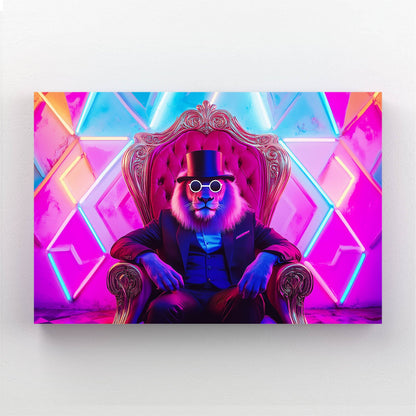 Regal Neon Lion Wall Art