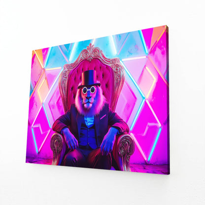 Regal Neon Lion Wall Art
