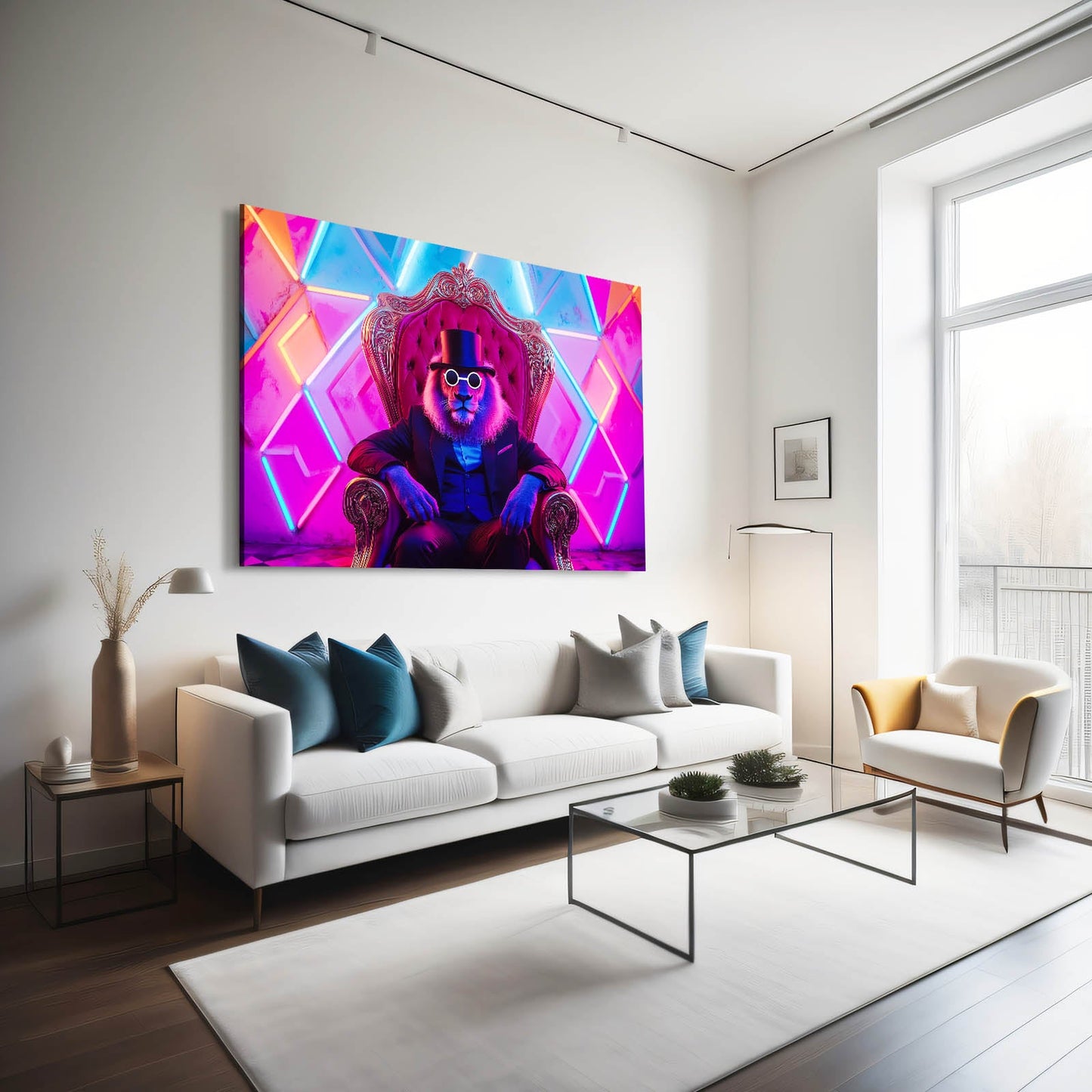 Regal Neon Lion Wall Art