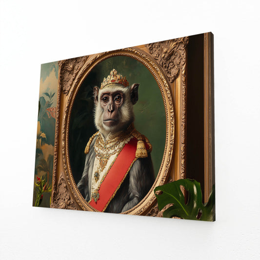 Regal Oval Frame Monkey Prints – angled canvas view on white background