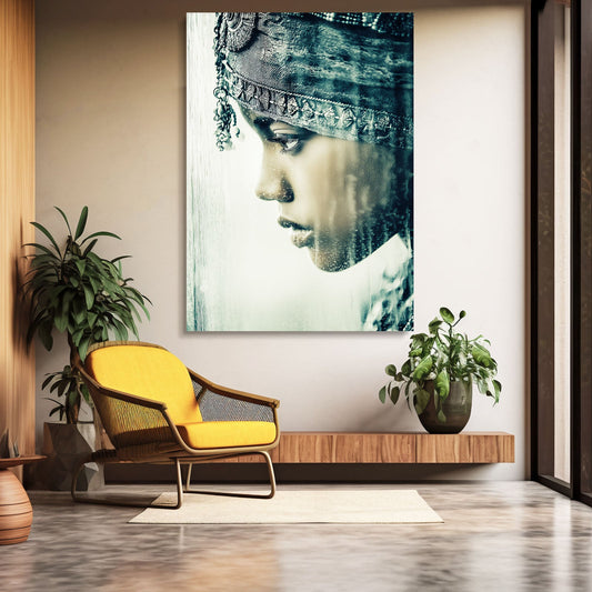 Regal Profile Black and White Photography – above a wood bench with a yellow chair