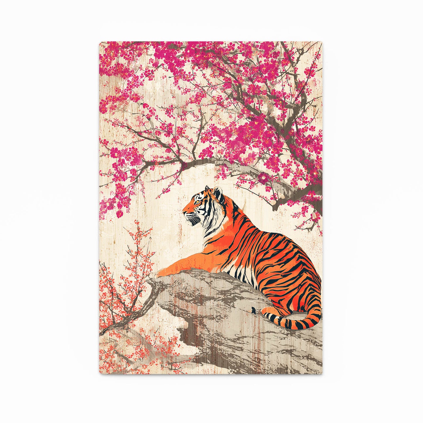 Resting Tiger Cherry Blossom Art – resting tiger cherry blossom canvas print