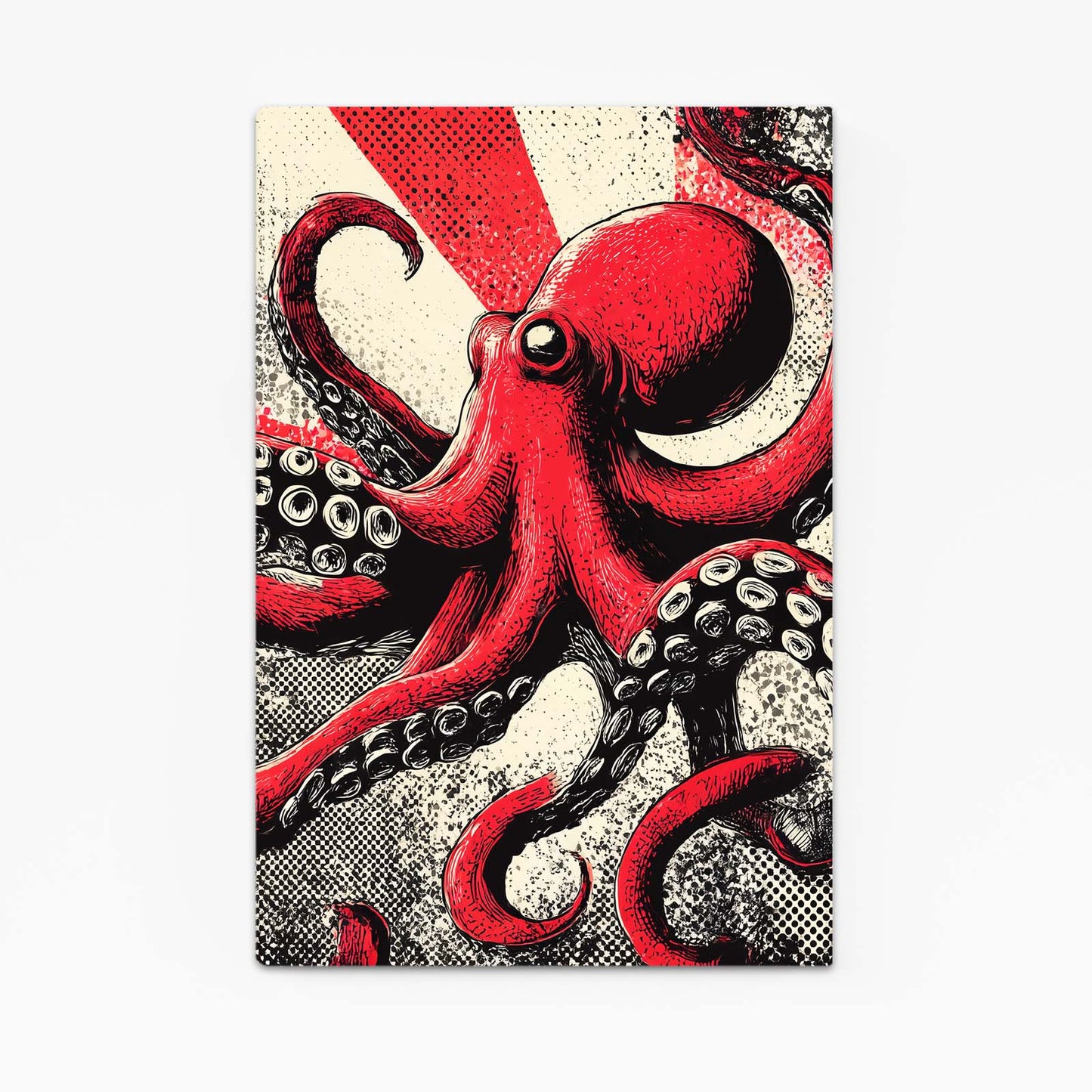 Retro Comic Red Octopus Wall Decor – retro comic red octopus canvas print