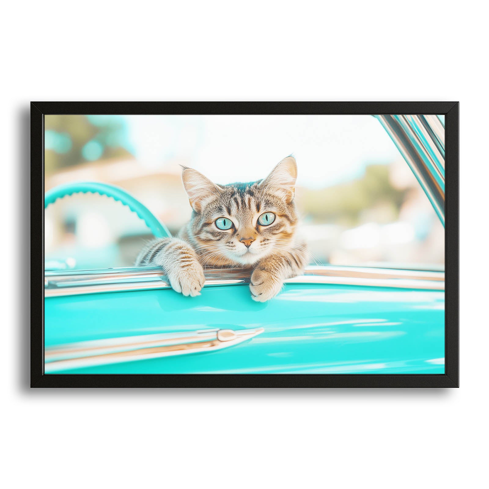 Retro Drive Wall Art Cat – canvas print on white background