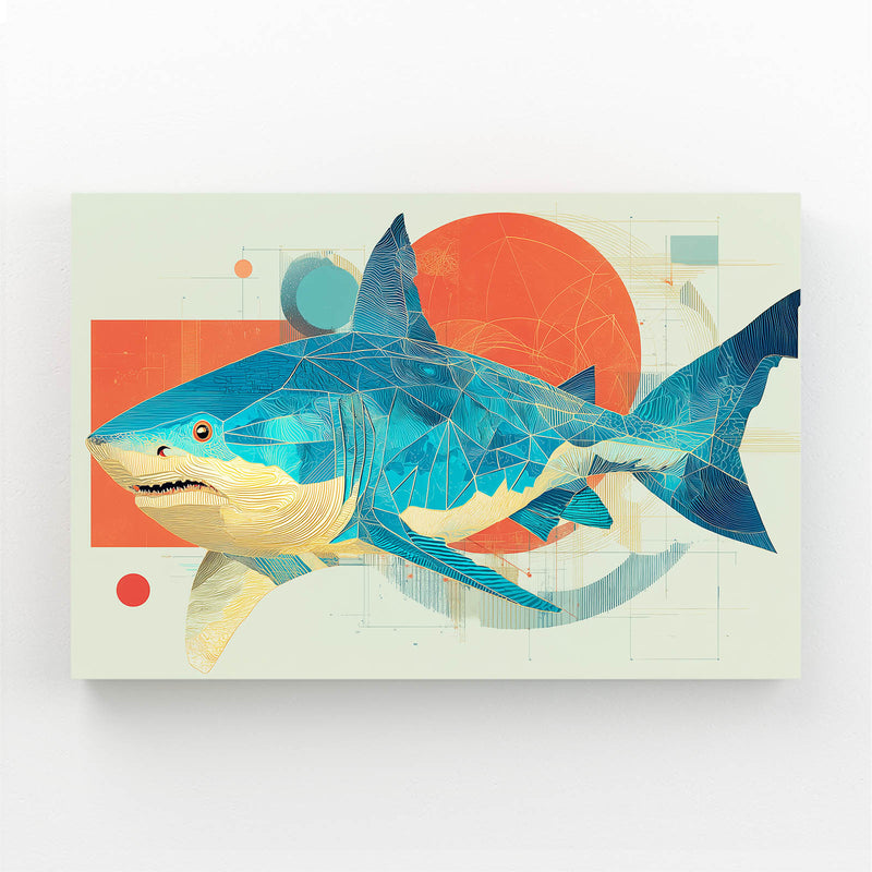 Retro Geometric Collage Shark Canvas – retro geometric collage shark canvas print