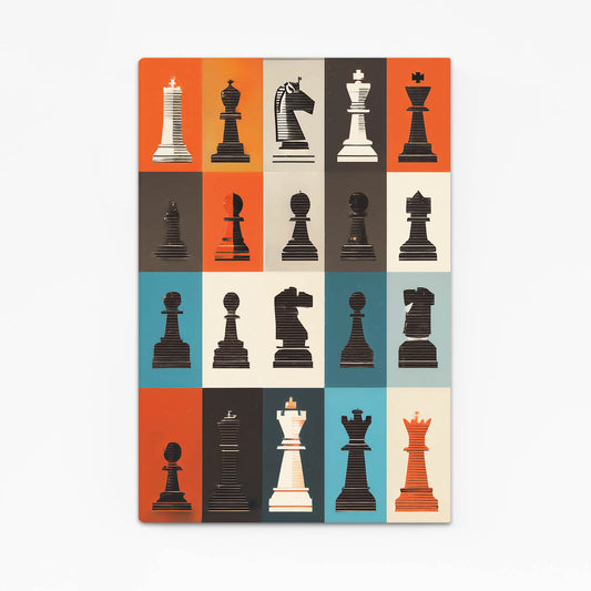 Retro Panel Grid Chess Wall Decor – retro panel grid chess canvas print