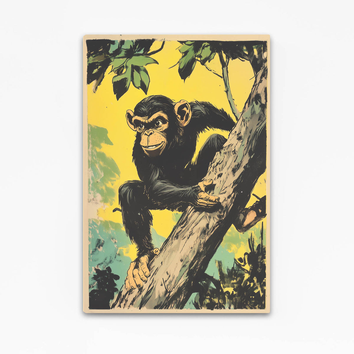Retro Poster Climb Monkey Art — vintage canvas print, canvas print on white background