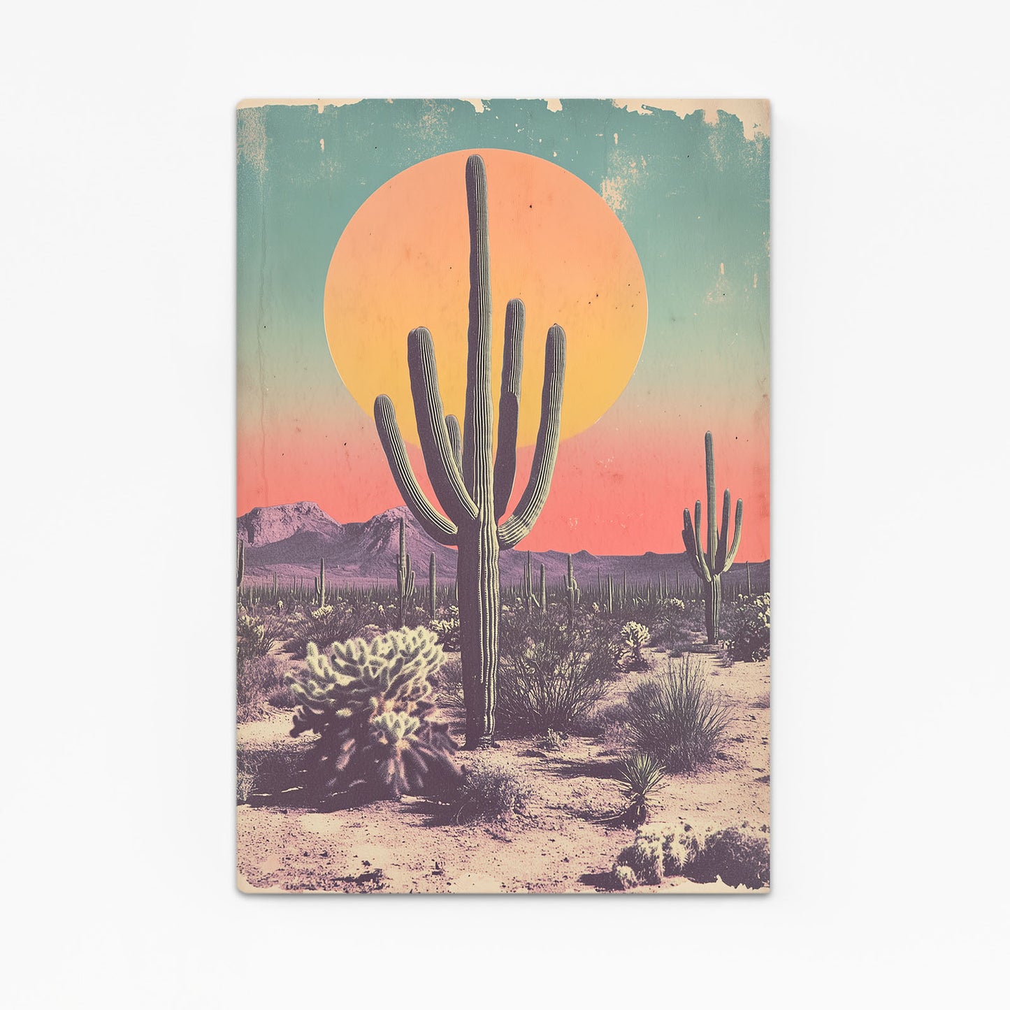 Retro Sun Poster Cactus Wall Decor – retro sun poster cactus canvas print