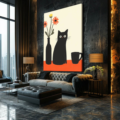 Retro Table Cat Wall Art