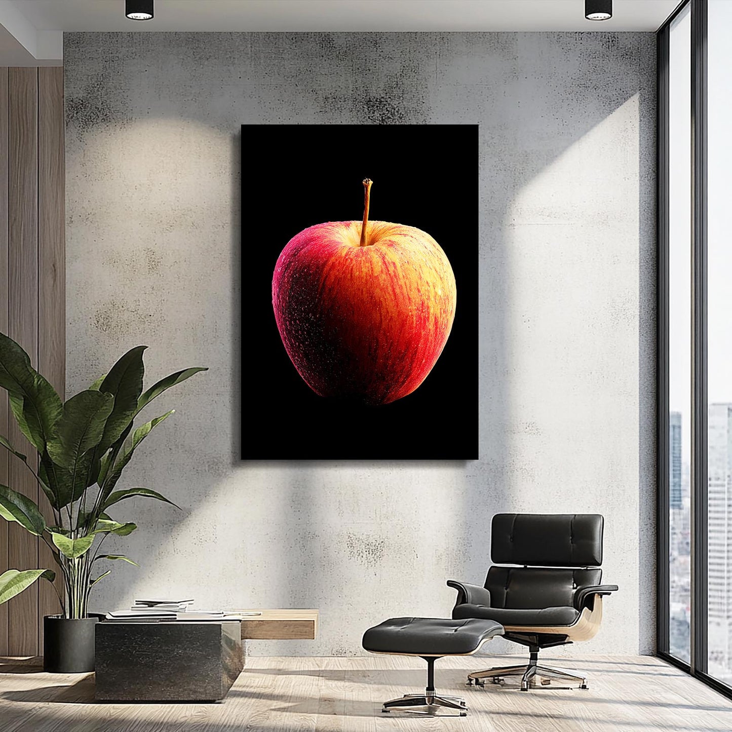 Ripe On Black Apple Art – styled in a furnished interior