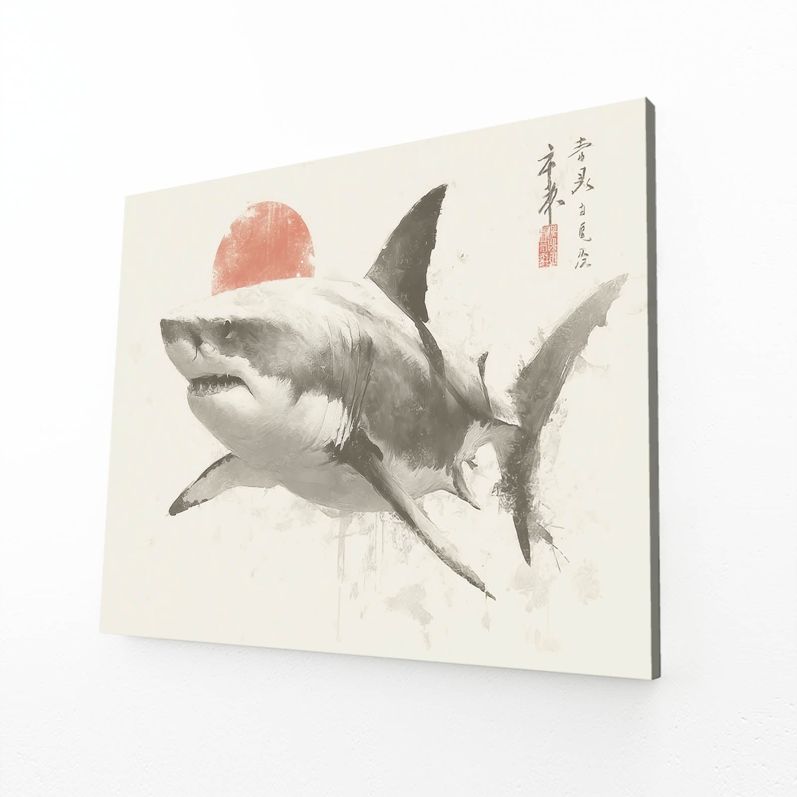 Rising Sun Ink Sketch Shark Wall Decor – rising sun ink sketch shark canvas print