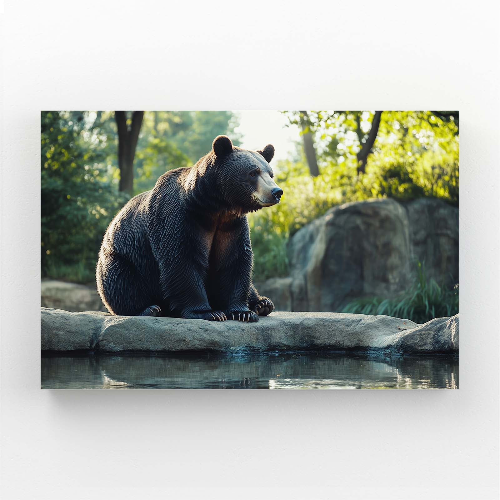 Riverside Rock Lounge Bear Prints — photography canvas print, angled canvas view on white background