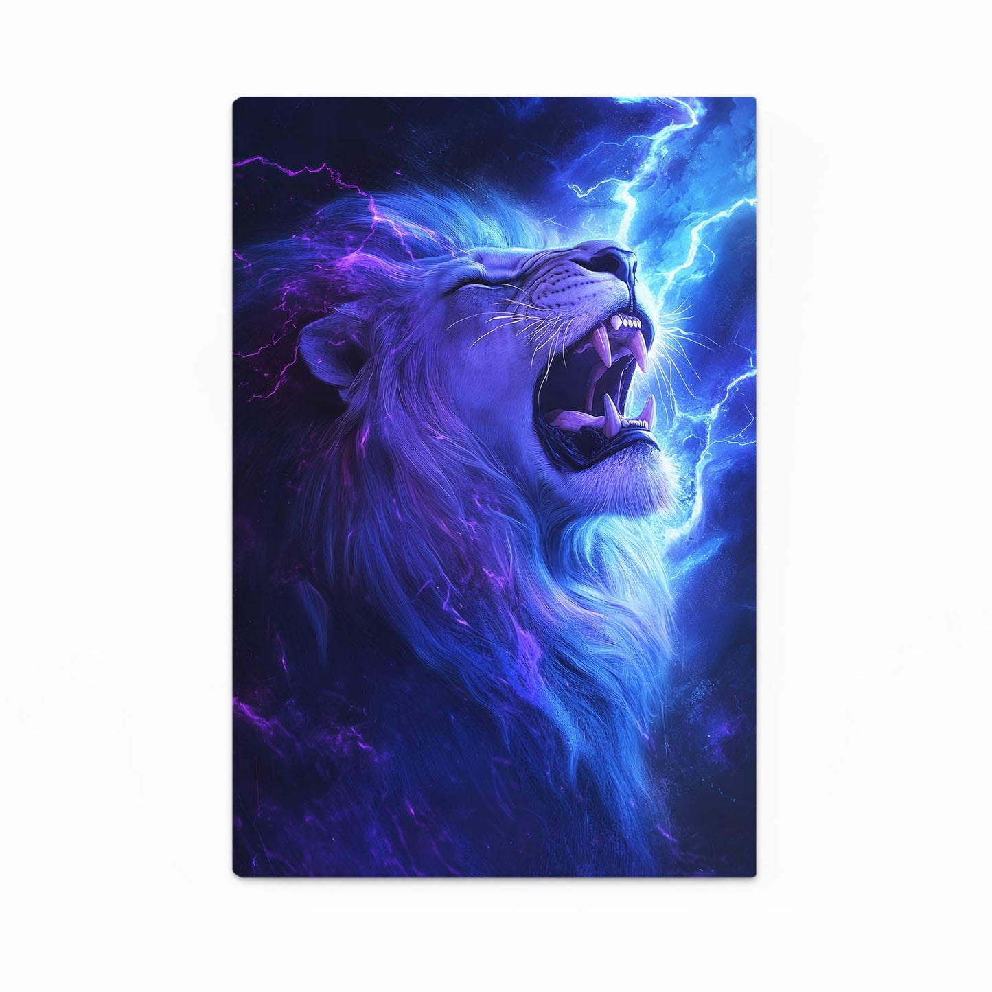 Roar Lion Art — fantasy canvas print in blue tones