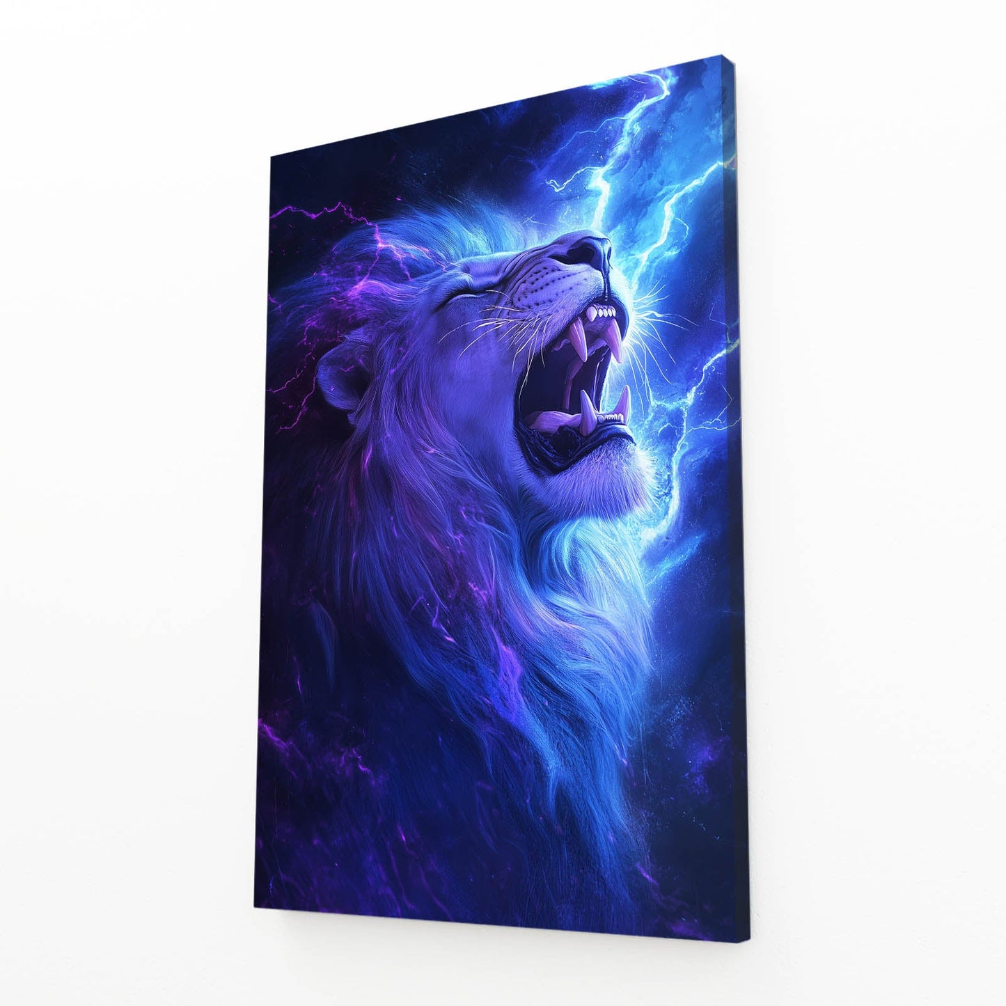 Roar Lion Art — fantasy canvas print in blue tones, view 2