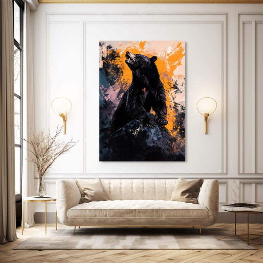 Roaring Bear Art — abstract canvas print in orange tones, view 3