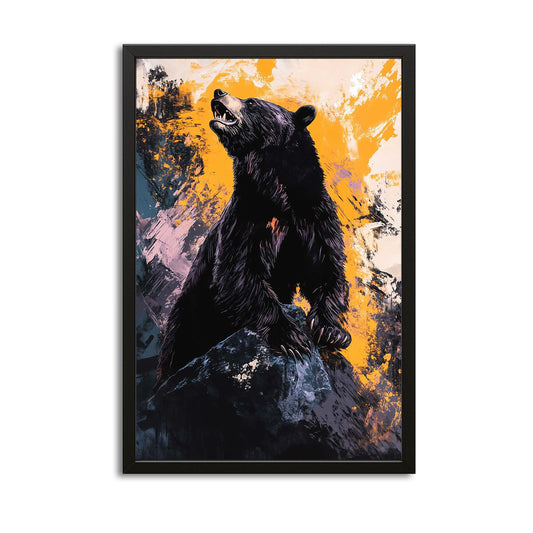Roaring Bear Art — contemporary canvas print in orange tones, canvas print on white background