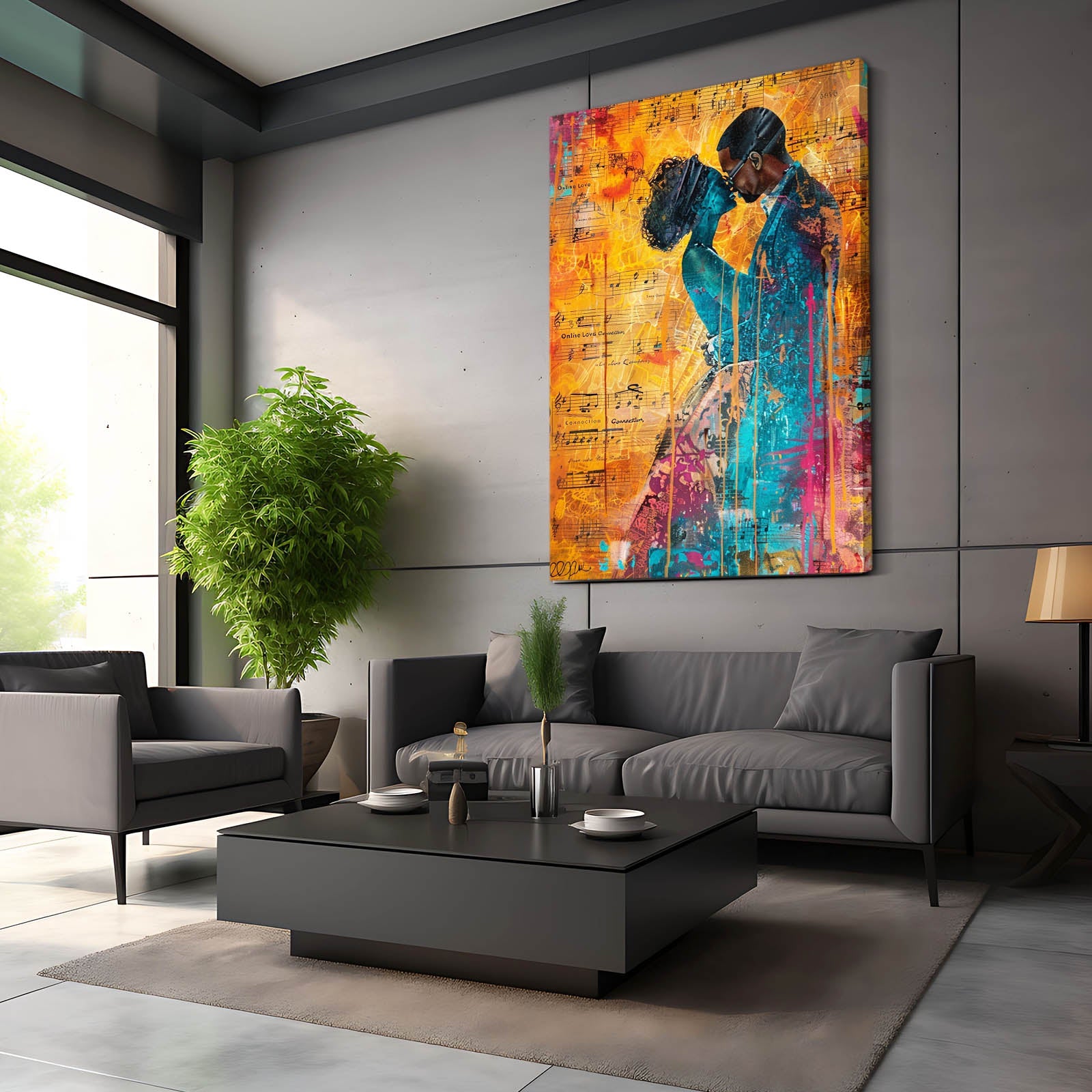 Romantic African Art — abstract canvas print in orange tones, view 5