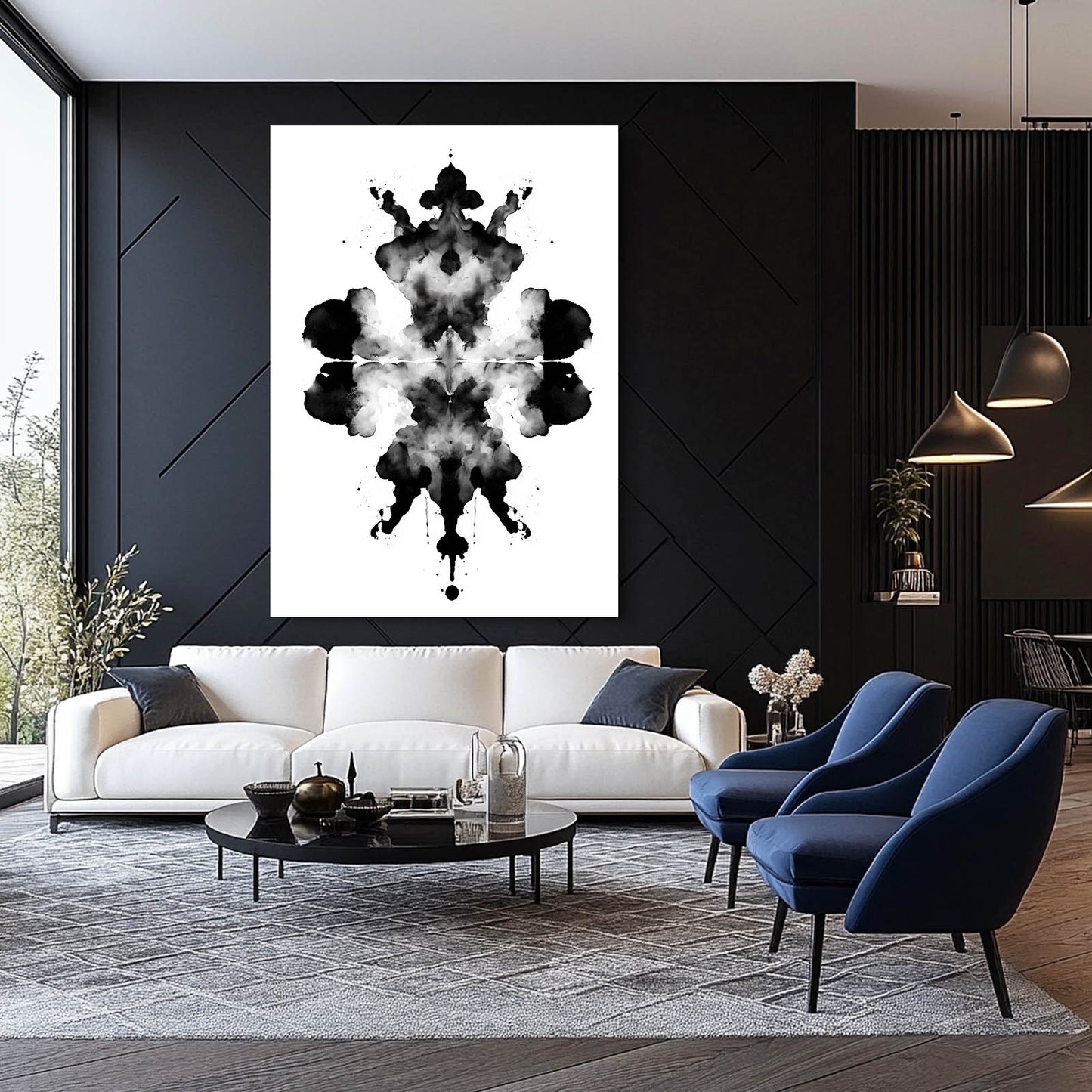Rorschach Ink Crown Chess Prints – styled in a furnished interior