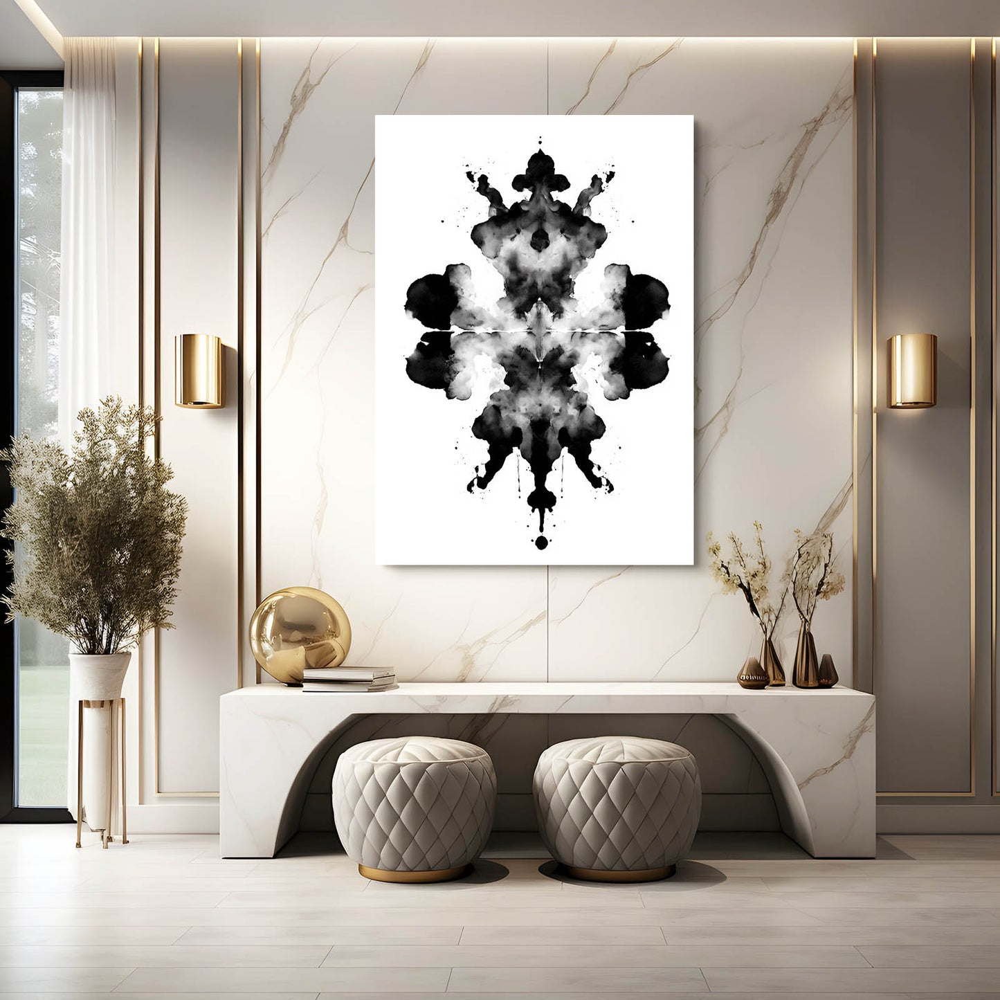 Rorschach Ink Crown Chess Prints – styled in a furnished interior