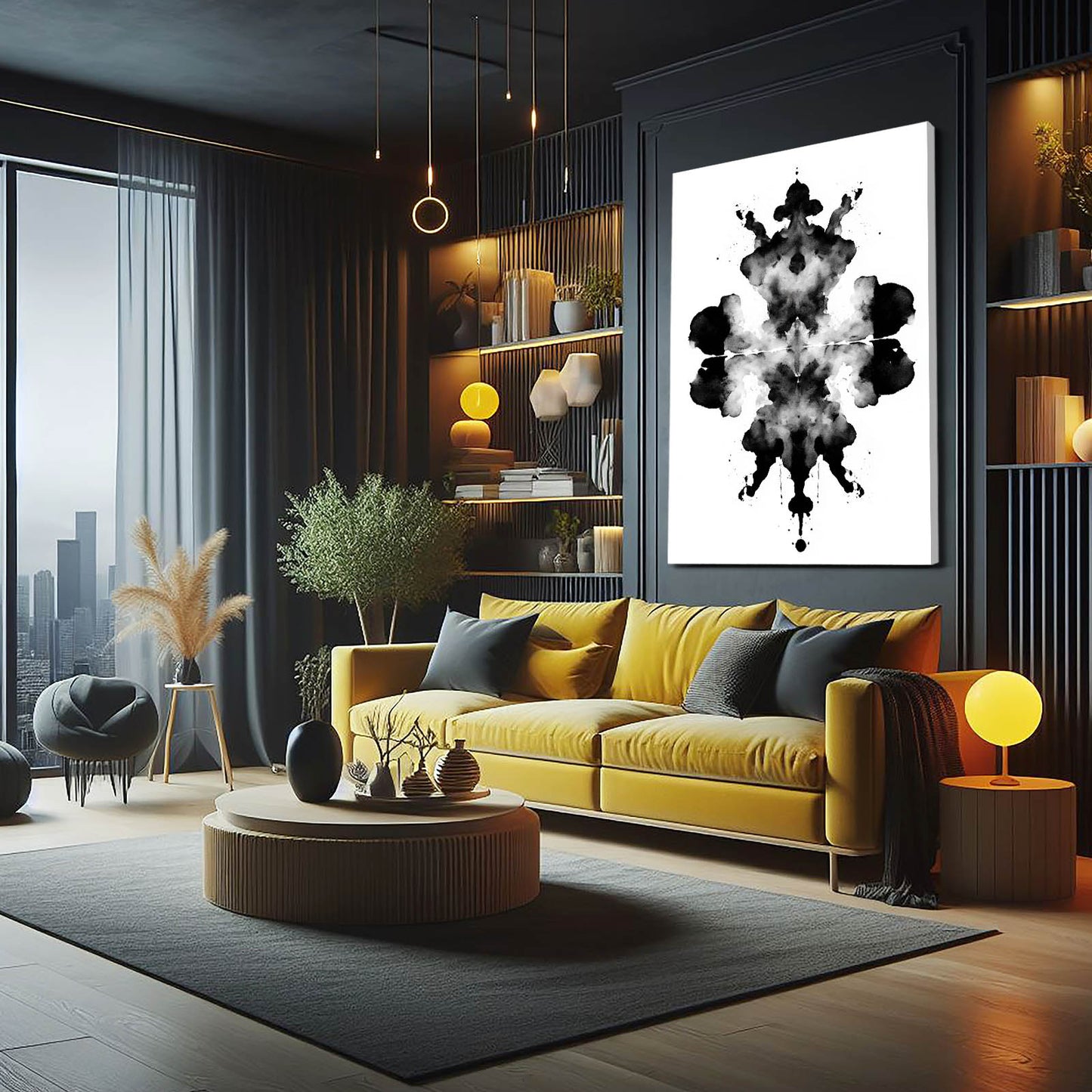 Rorschach Ink Crown Chess Prints – styled in a furnished interior