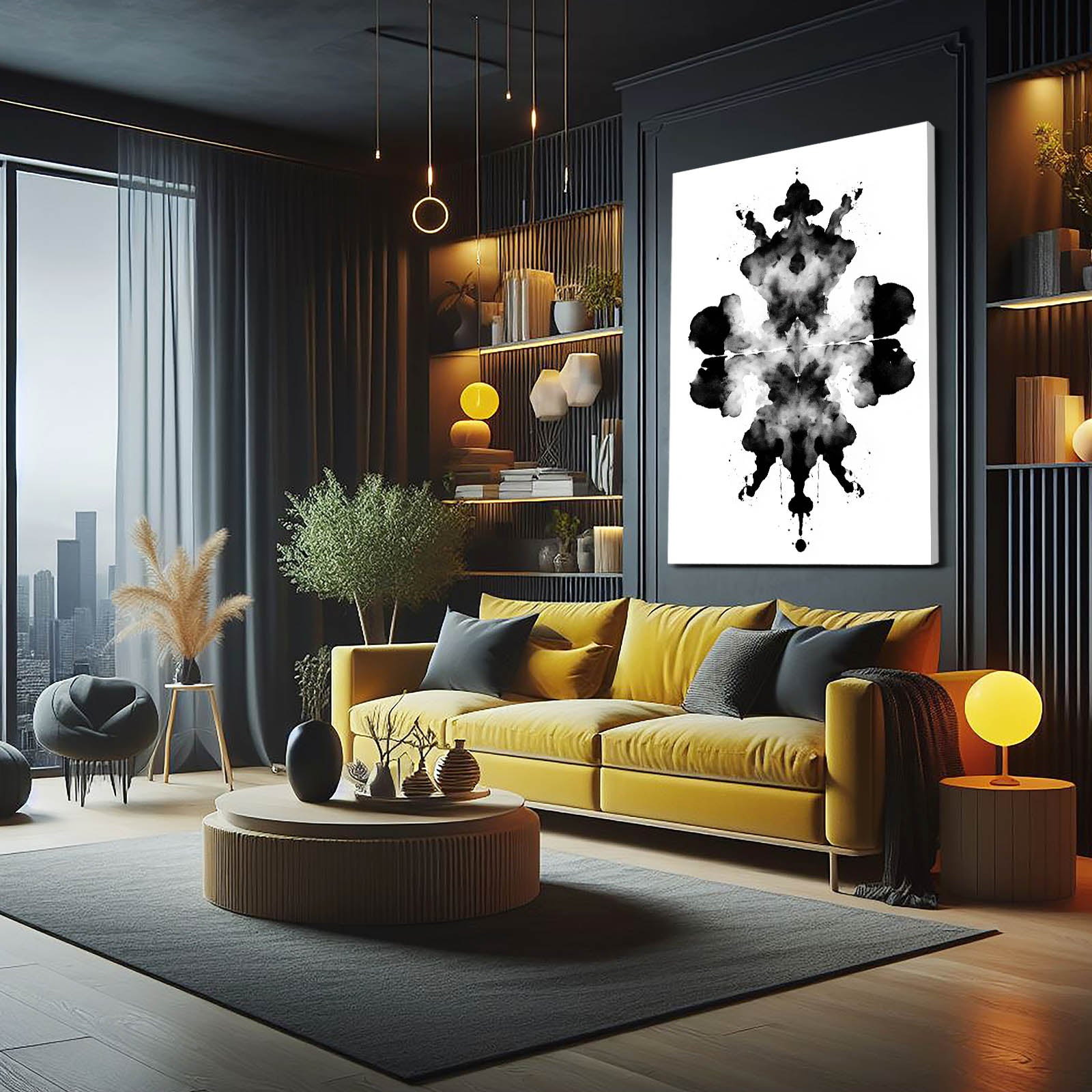 Rorschach Ink Crown Chess Prints – styled in a furnished interior