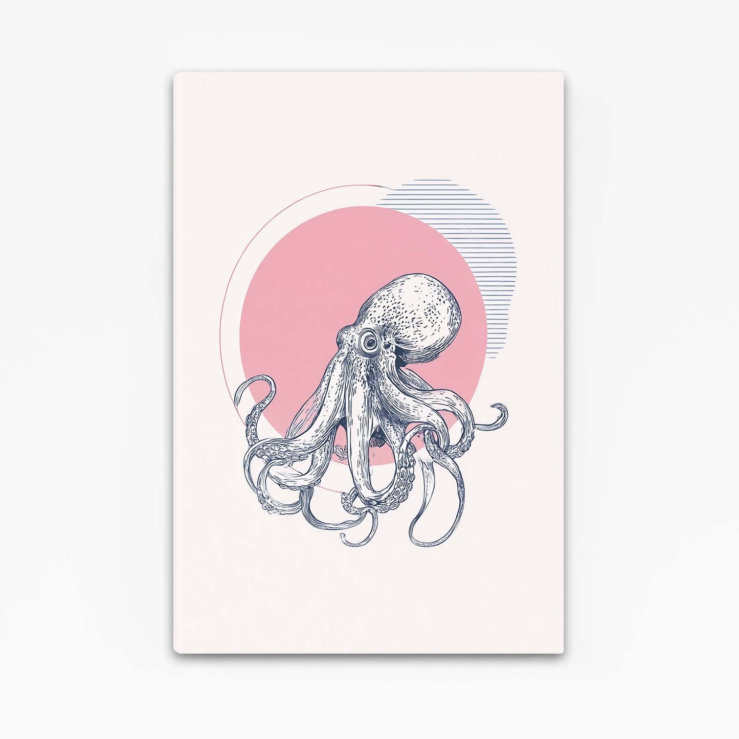 Rose Sun Sketch Octopus Canvas – angled canvas view on white background