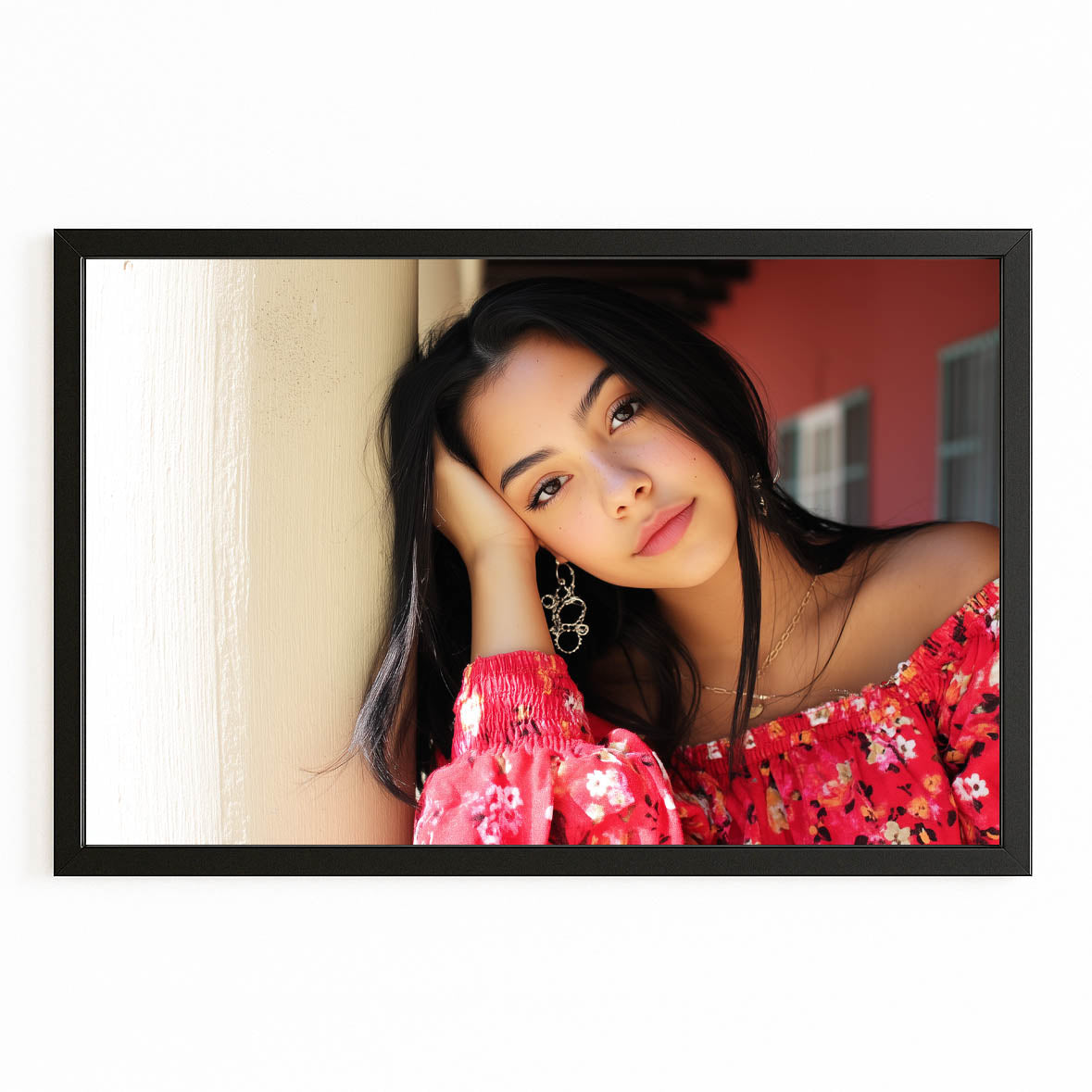 Rosy Daydream Photography Wall Art — photography canvas print, with Premium Black frame on white background