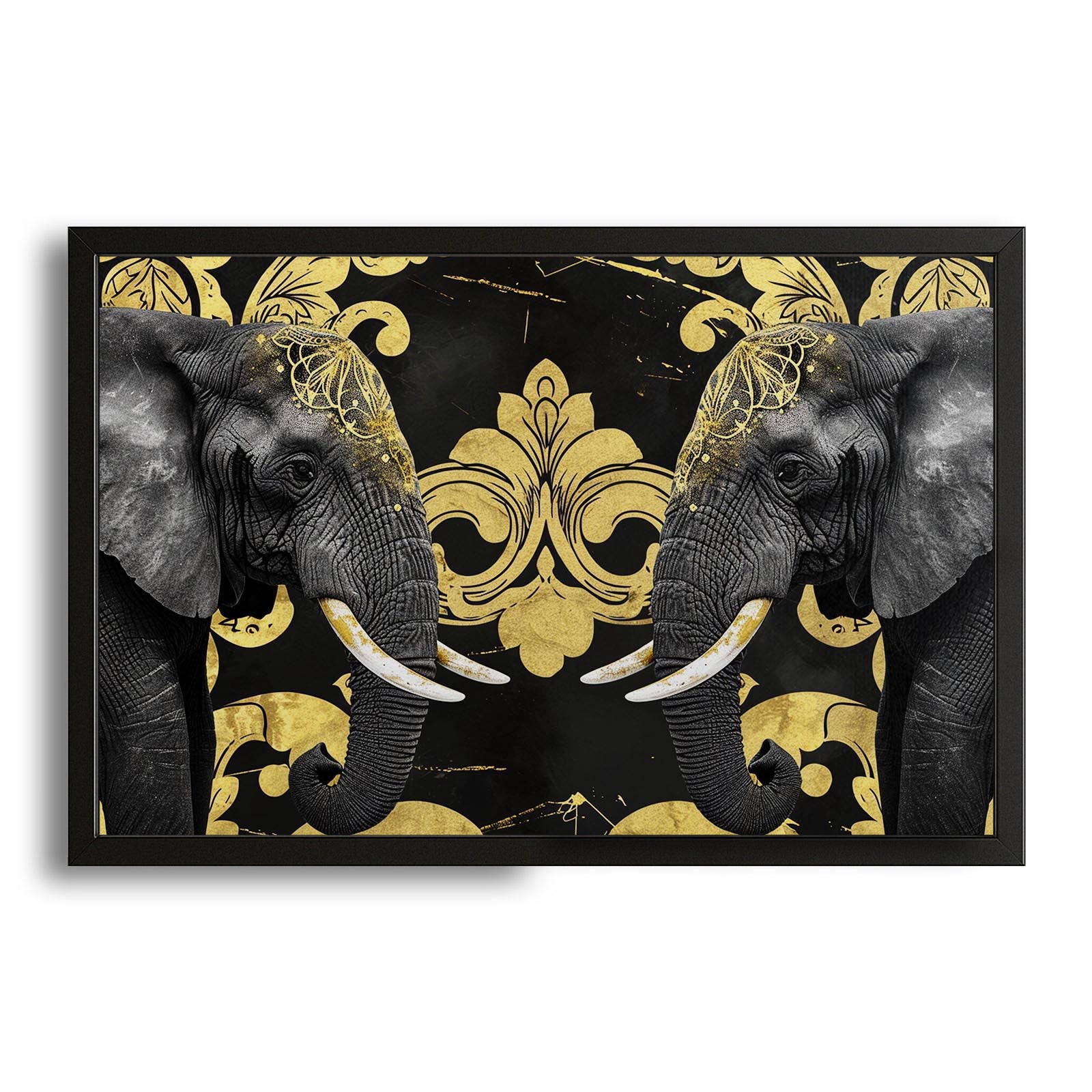 Royal Black Elephant Art – canvas print on white background