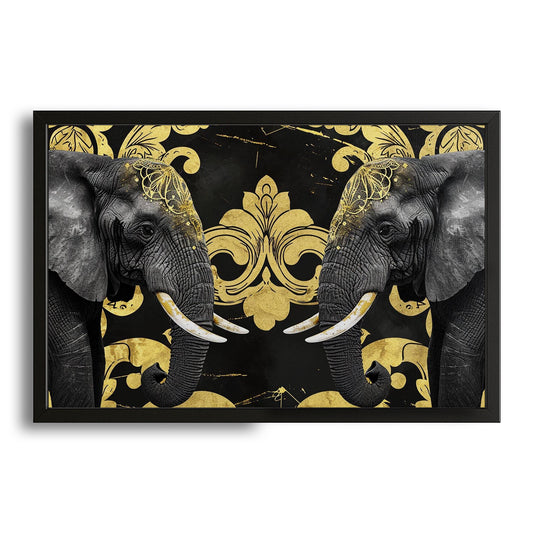 Royal Black Elephant Art – canvas print on white background