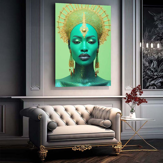 Royal Emerald African Wall Art — african art canvas print in green tones, view 5
