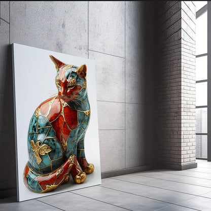 Royal Mosaic Cat Wall Art
