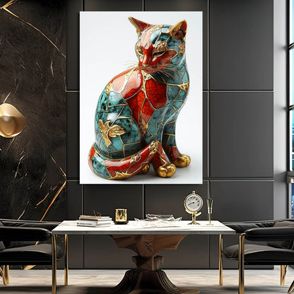 Royal Mosaic Cat Wall Art