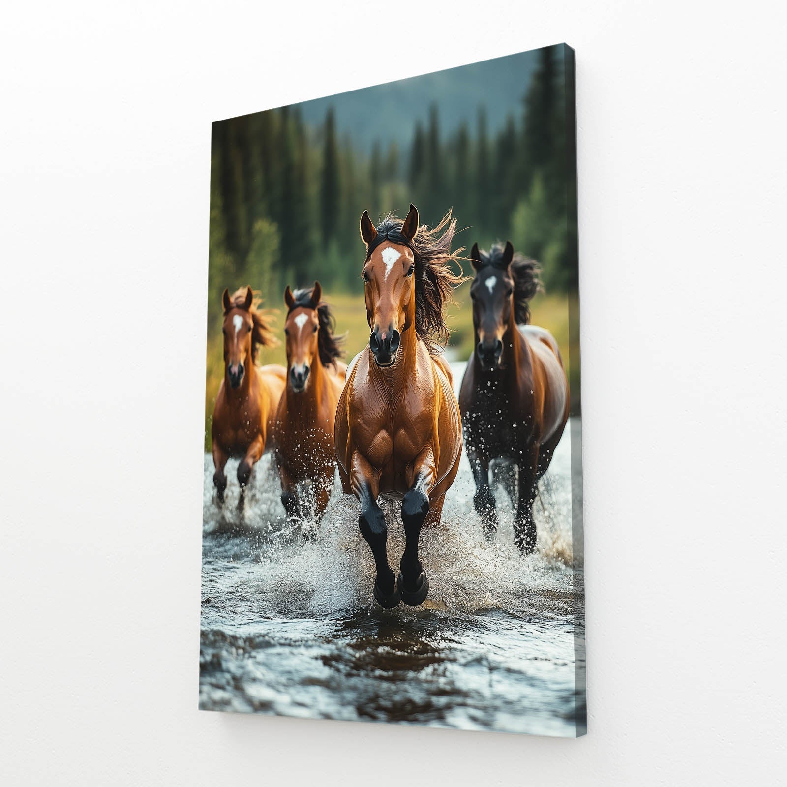 Running Horse Prints – angled canvas view on white background
