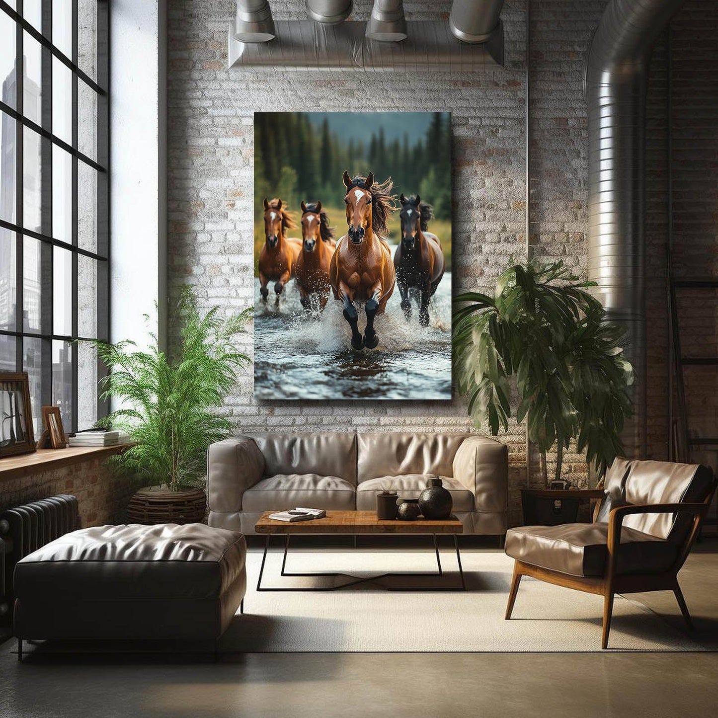 Running Horse Prints – angled canvas view on white background