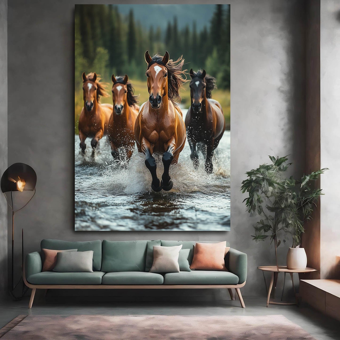 Running Horse Prints – angled canvas view on white background