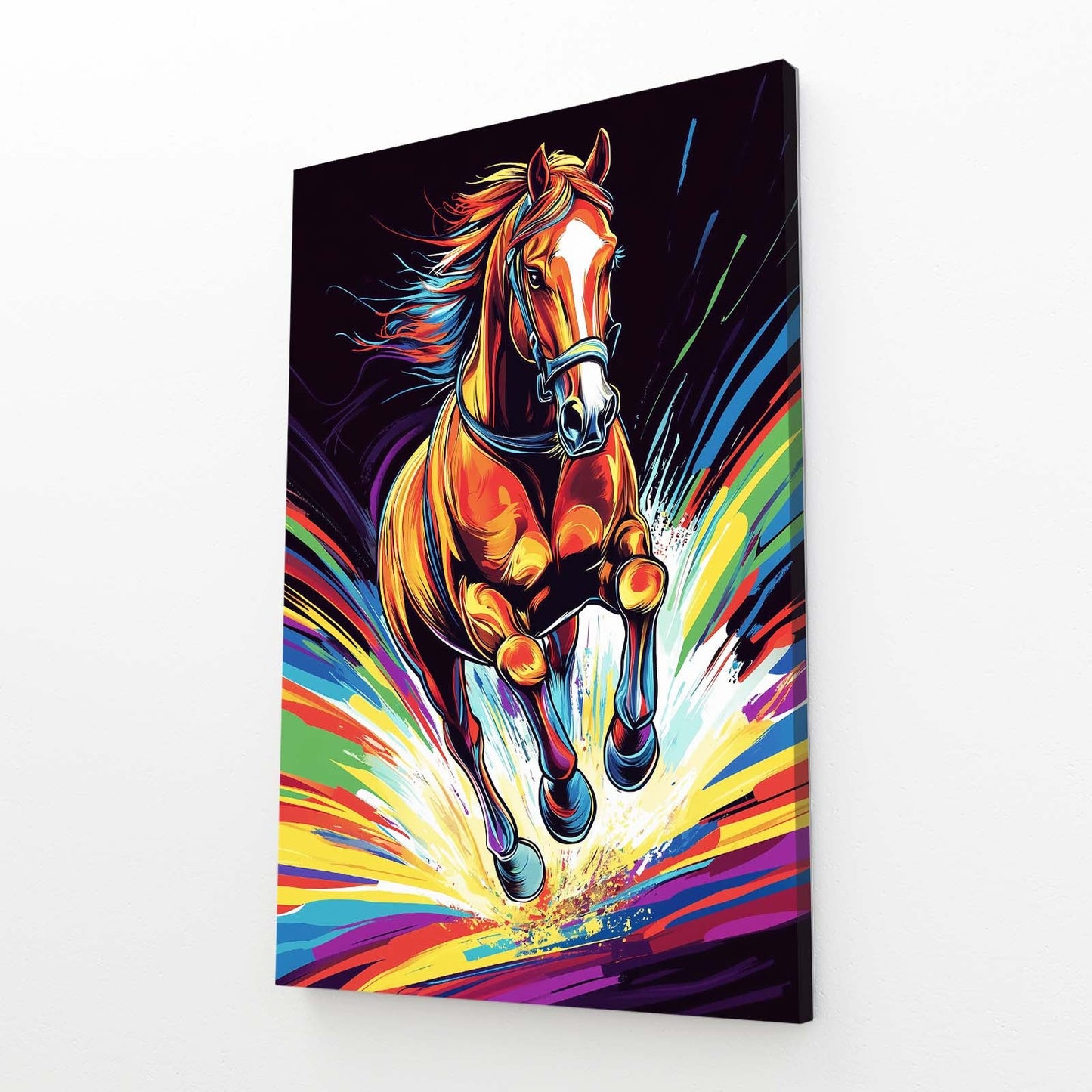 Running Horse Wall Art – angled canvas view on white background