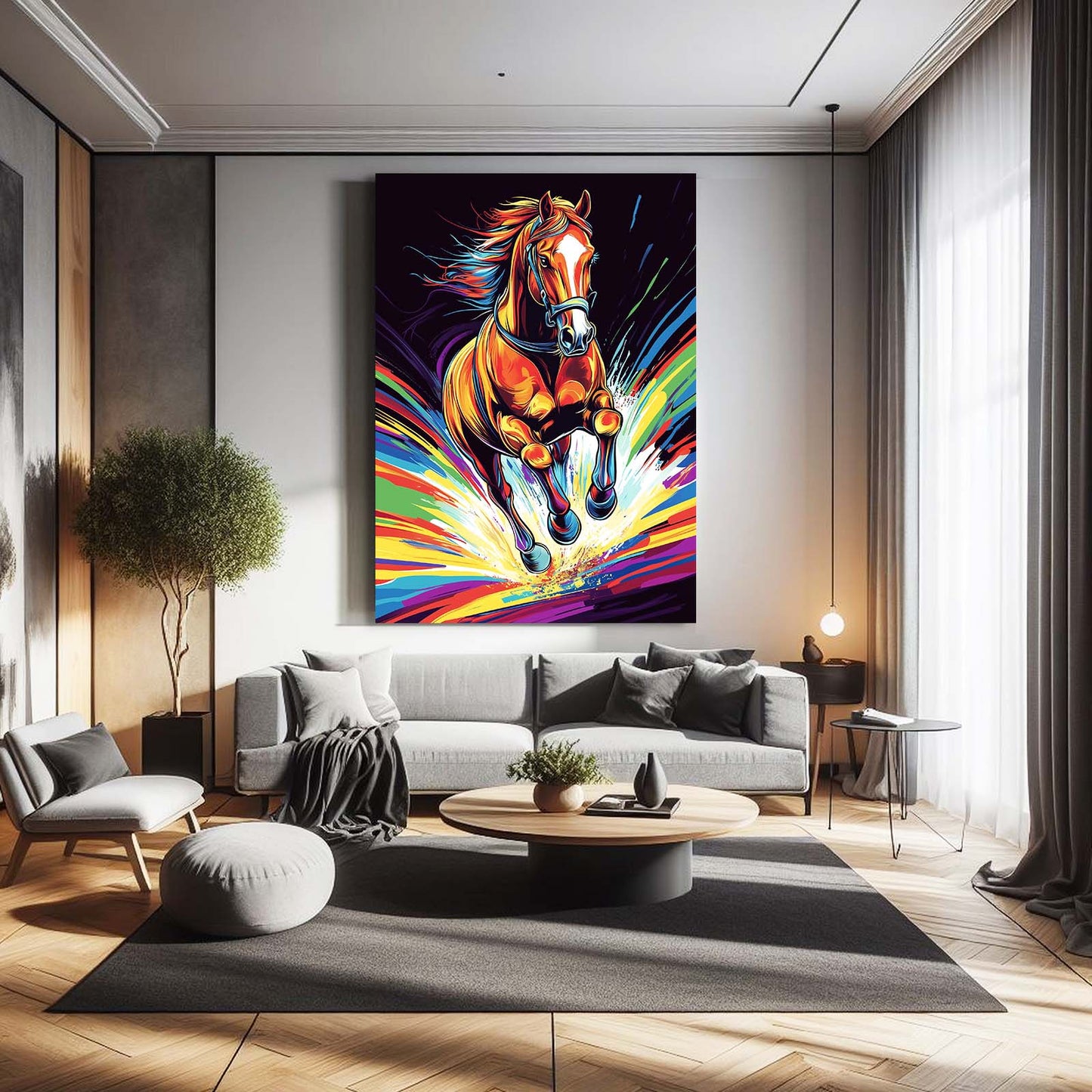 Running Horse Wall Art – angled canvas view on white background