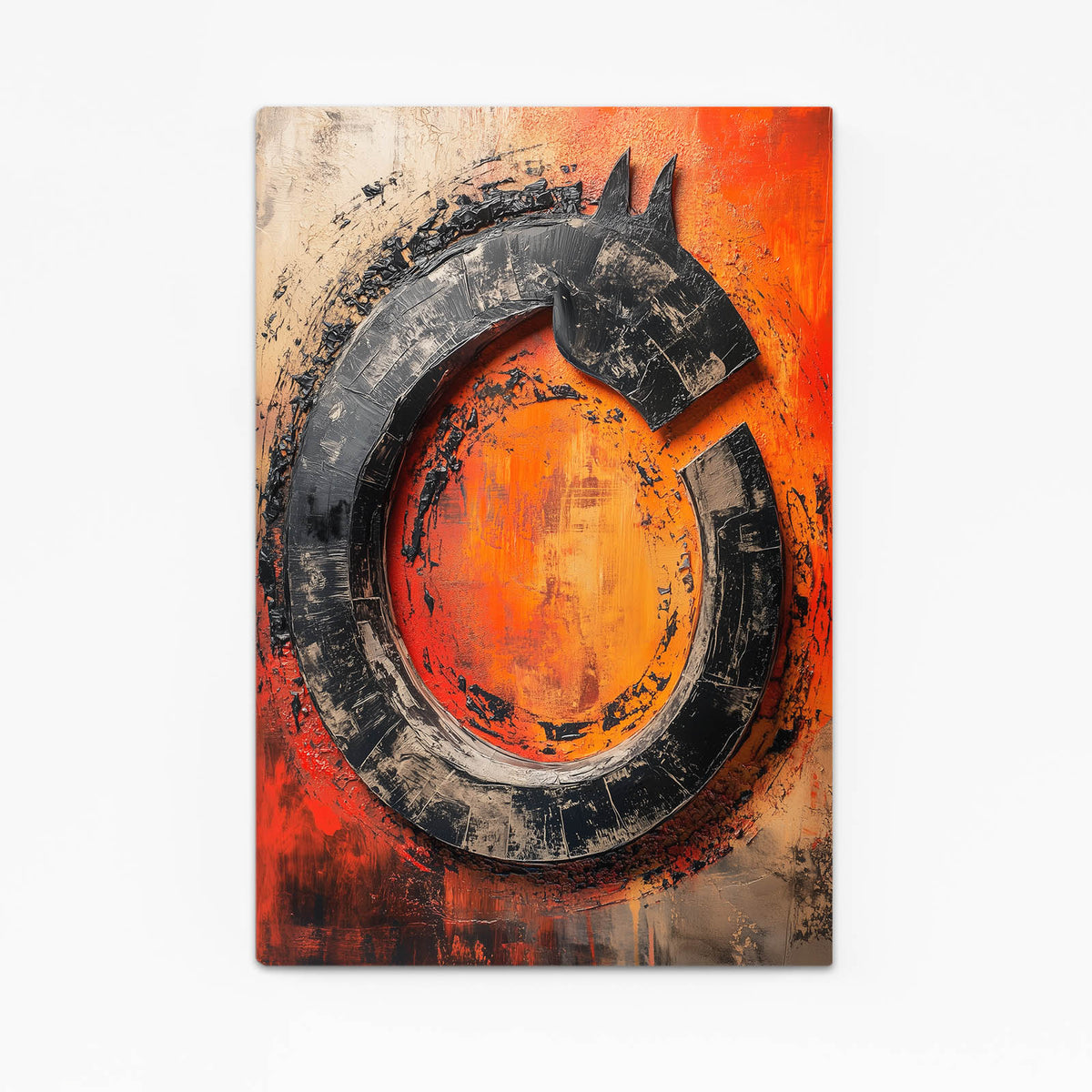 Rust Circle Emblem Horse Art — abstract canvas print, canvas print on white background