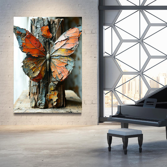Rustic Butterfly Wall Art — nature canvas print in brown tones, view 3